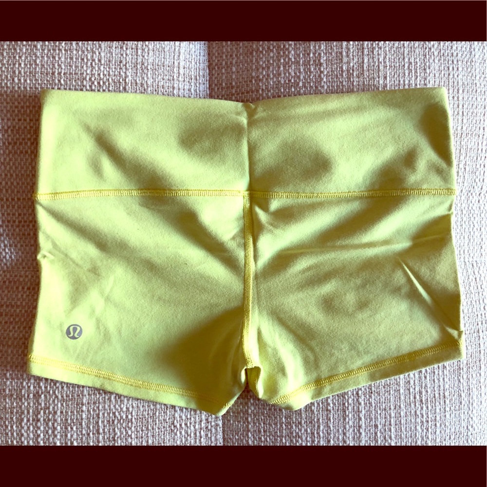 Neon yellow lulu shorts